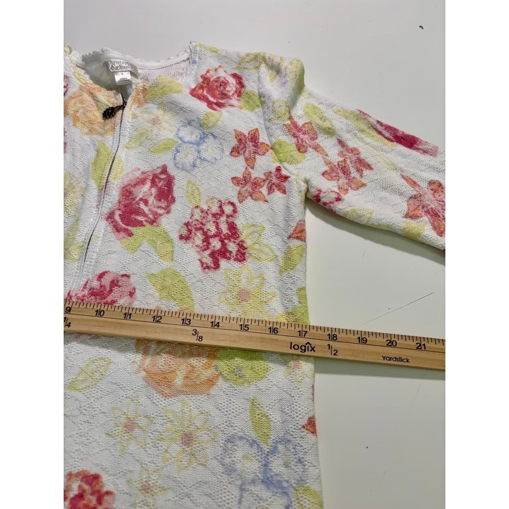 Vintage Christopher & Banks Floral Zip Up Cardigan Sweater Small Cottage Grandma - Picture 14 of 15